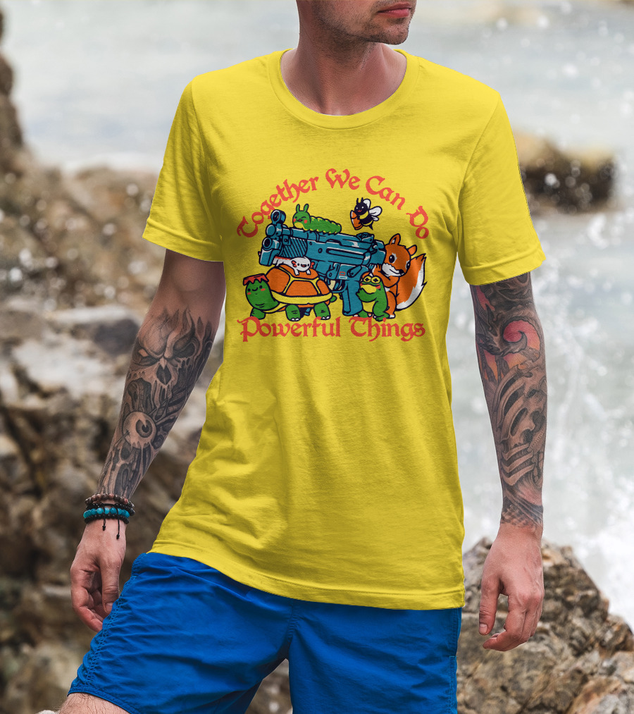 Together We Can Do Powerful Things Animals And Blue Water Gun T-Shirt