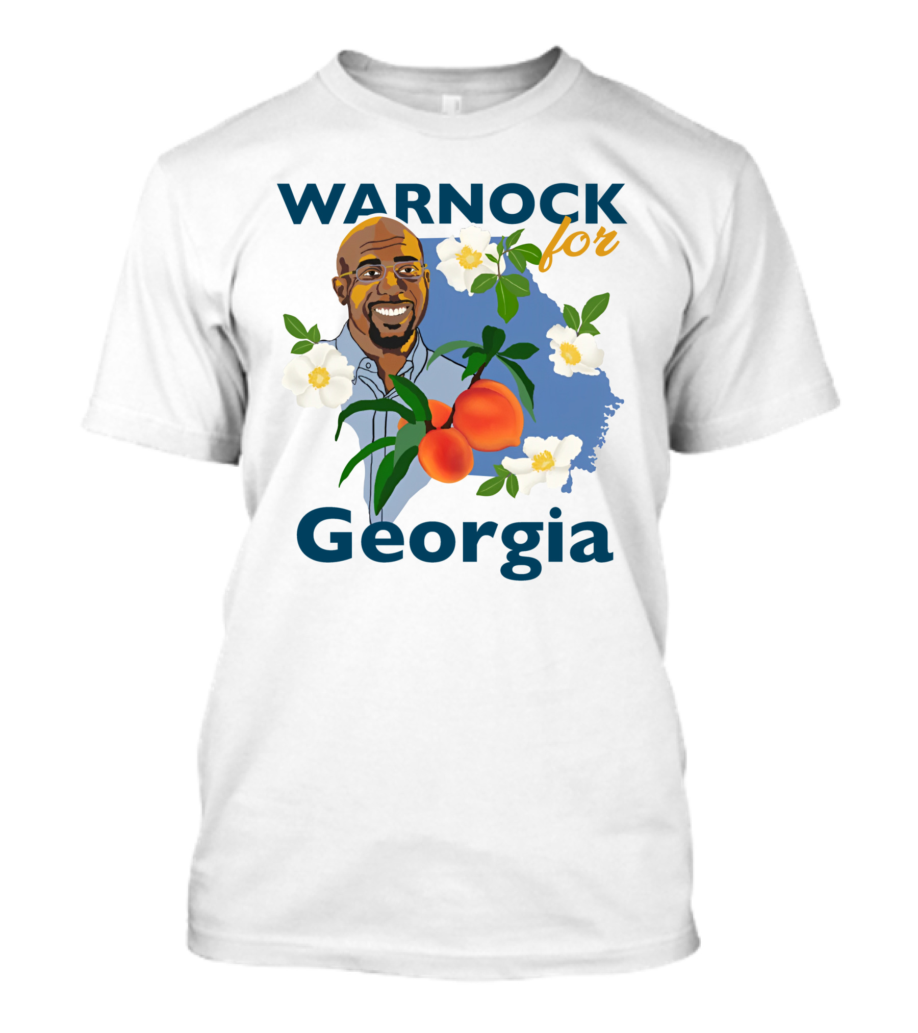 Warnock For Georgia Raphael Warnock Peaches And Blossoms T-Shirt