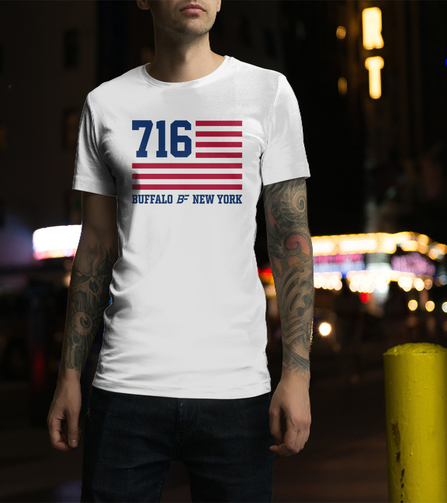 716 Buffalo New York USA Flag T-Shirt