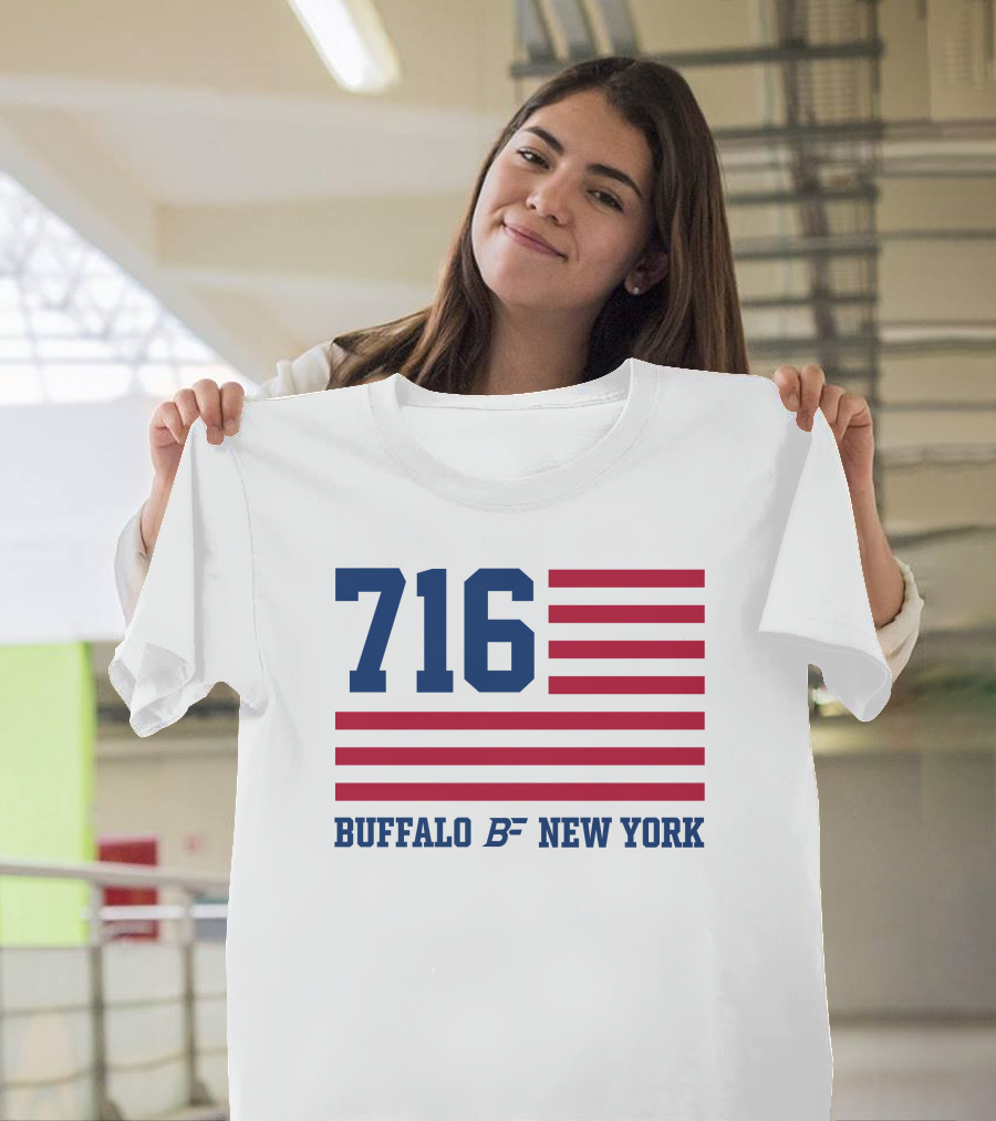 716 Buffalo New York USA Flag T-Shirt