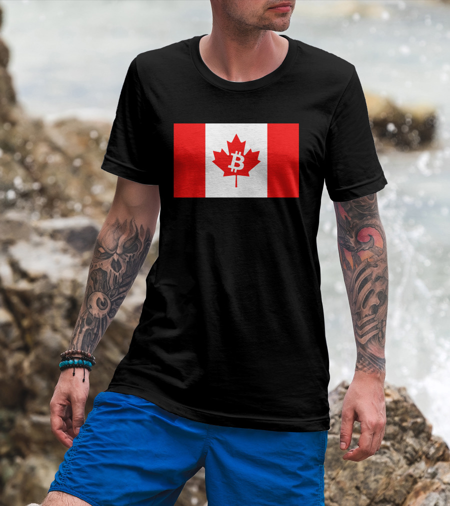Bitcoin Canada Maple Leaf Flag Red 2 T-Shirt