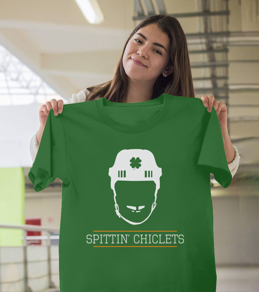 Spittin Chiclets Hockey Helmet Clover Green T-Shirt