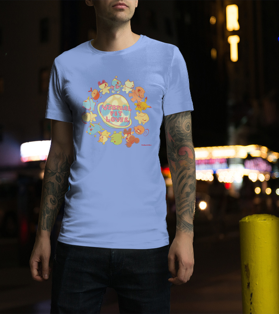 Virtual Pet Lover Colorful Cute Characters Circle T-Shirt