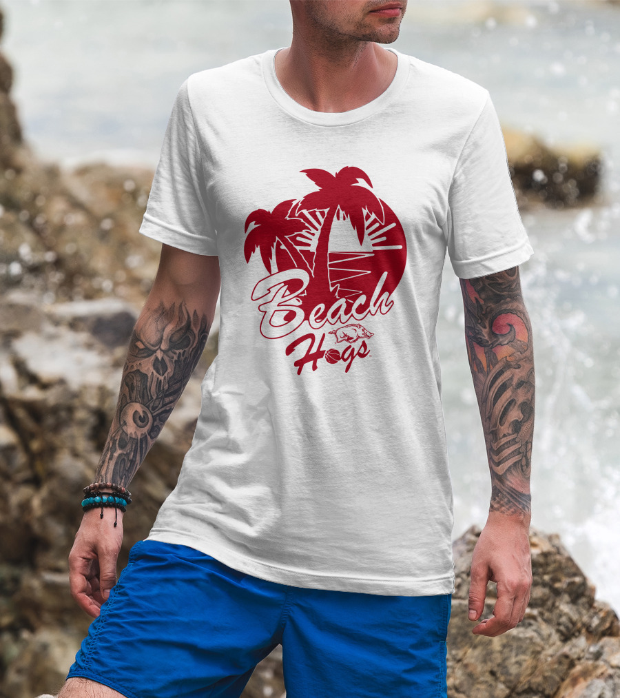 Beach Hogs Palms Sunset Razorbacks T-Shirt
