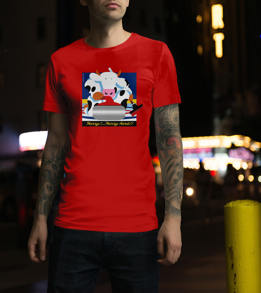Hurry Hurry Herd Cow Curling Sweep T-Shirt