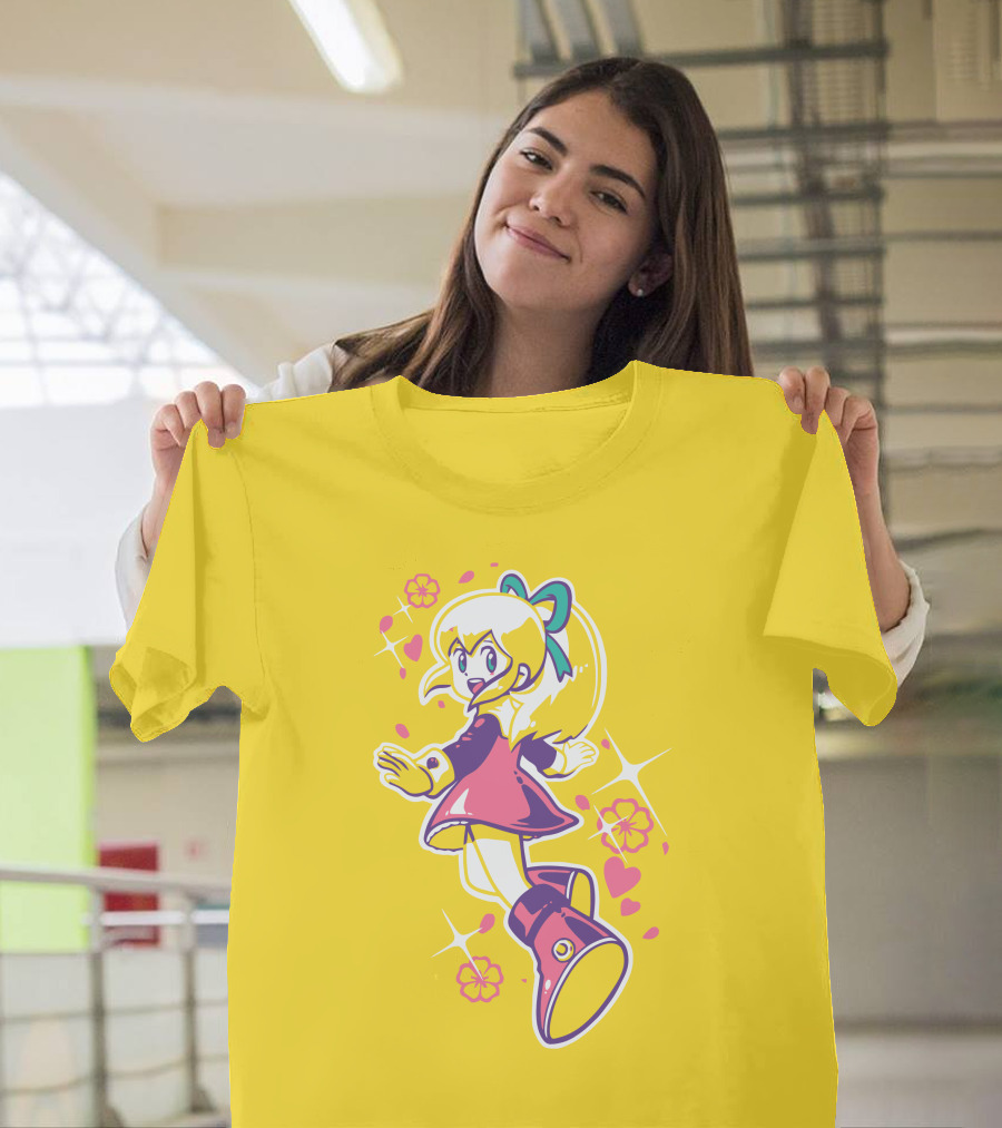Good Luck Out There Cute Anime Girl with Flowers and Hearts T-Shirt
