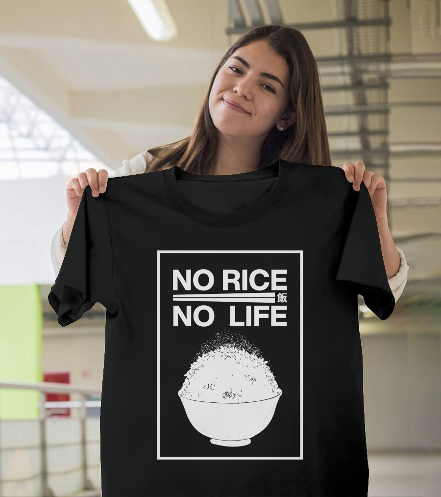 No Rice No Life Kanji Bowl T-Shirt