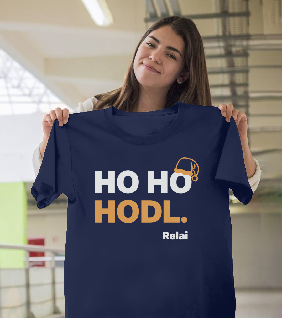 Ho Ho Hodl Relai Christmas Santa Hat Bitcoin T-Shirt
