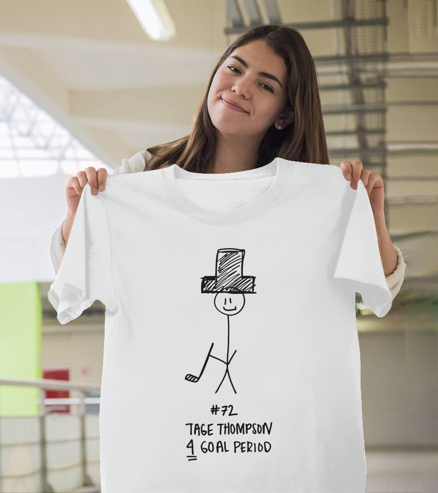 72 Tage Thompson 4 Goal Period Stick Figure Hockey Hat Trick T-Shirt