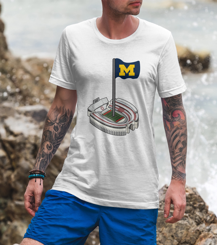 Britt Brianzivino Michigan Ohio Stadium Rivalry Flag T-Shirt
