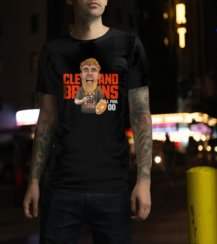 Cleveland Browns J. Paul 00 Football Illustration - Agha Noor T-Shirt