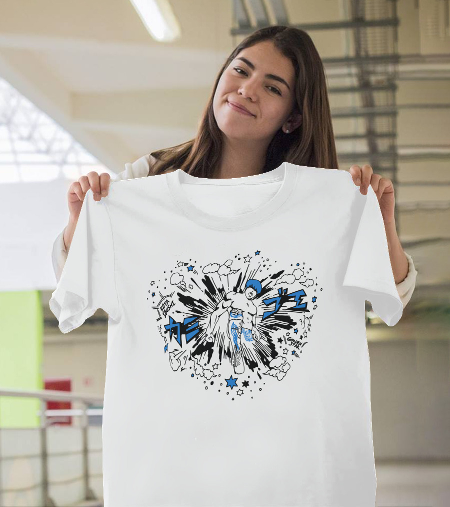 Kota Ibushi Golden Star Comic Explosion with Stars and Clouds T-Shirt