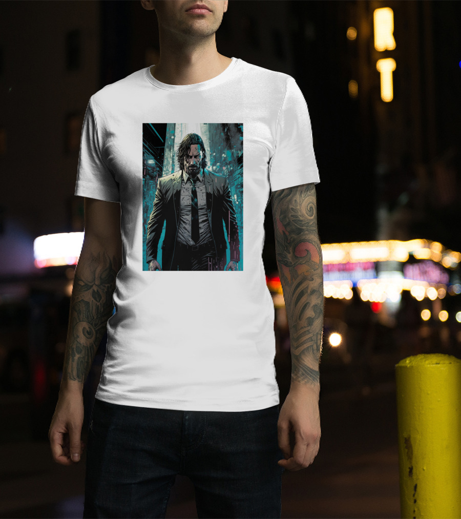 John Wick Comic Style Noir Scene T-Shirt
