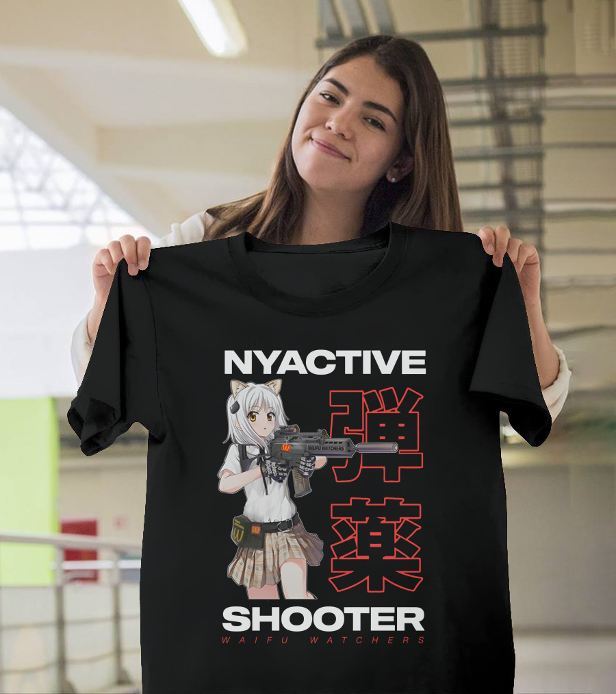 NYACTIVE Shooter Waifu Watchers Anime T-Shirt