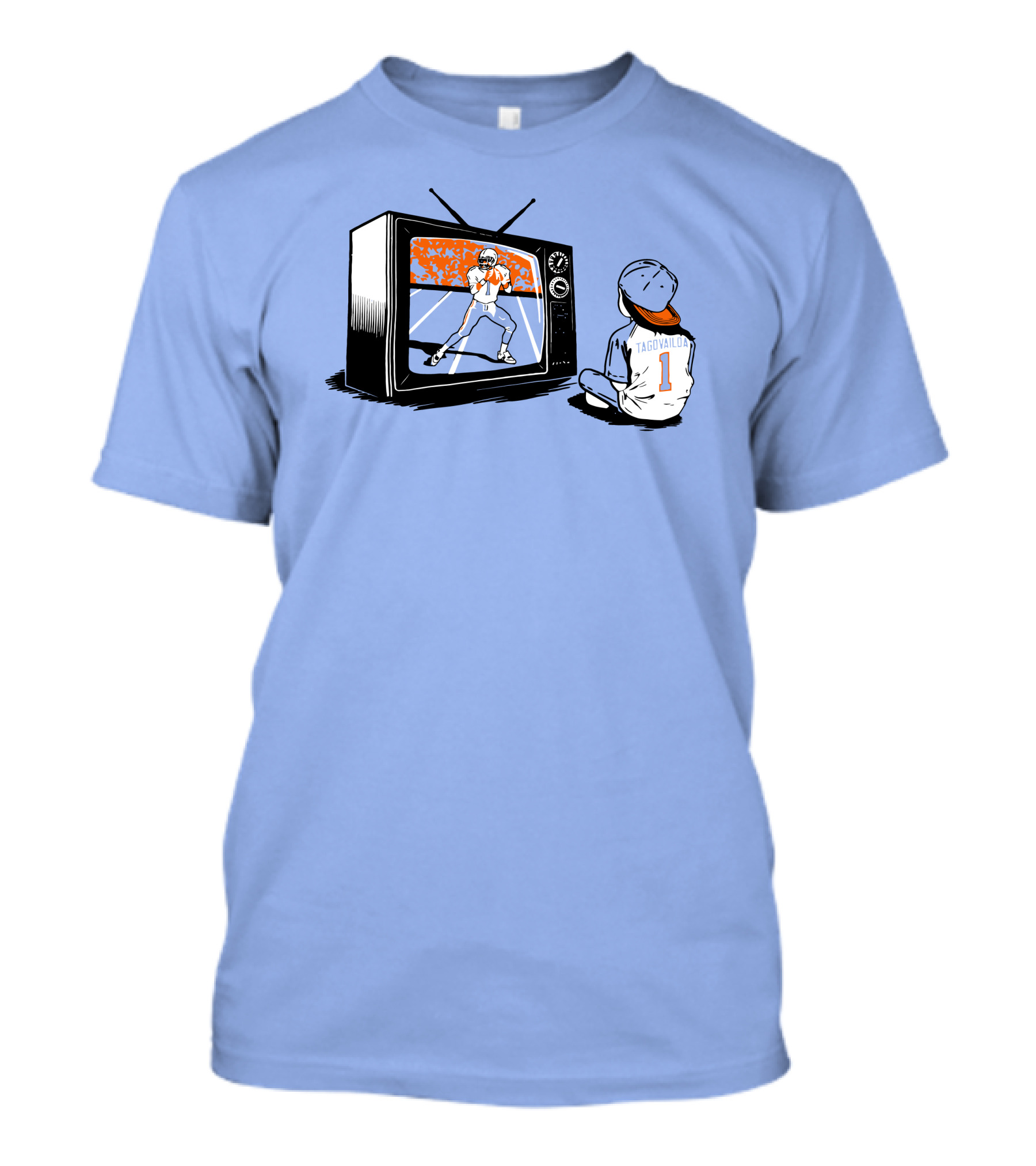 Vibz Idols Tagovailoa Football Fan Watching Retro TV T-Shirt