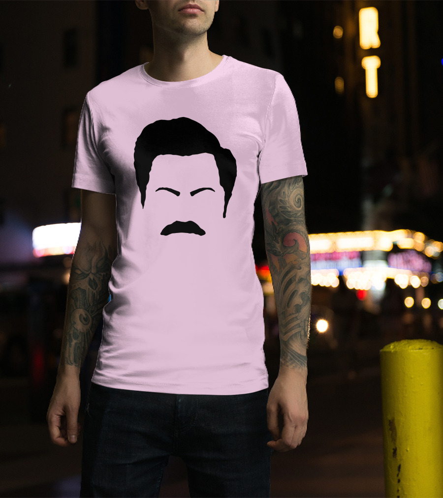 Ron Swanson Mustache Face Silhouette Parks And Recreation T-Shirt