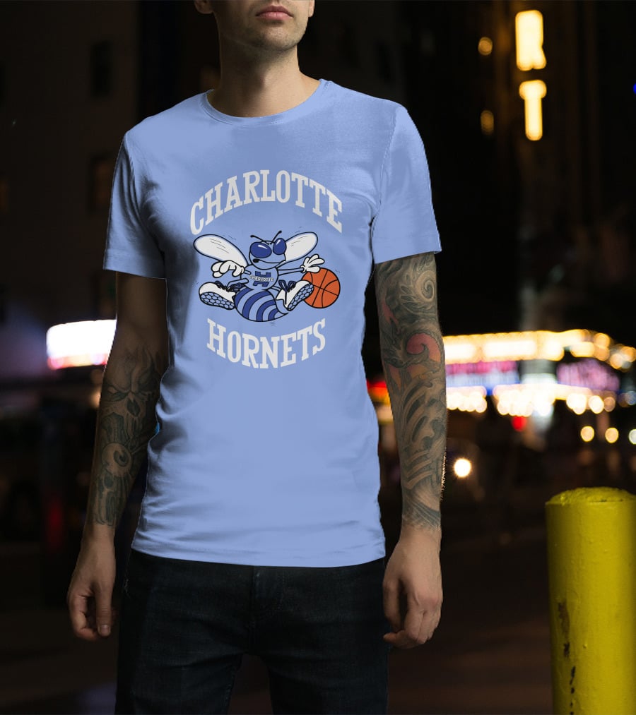 Charlotte Hornets Buzzing Basketball Mascot T-Shirt