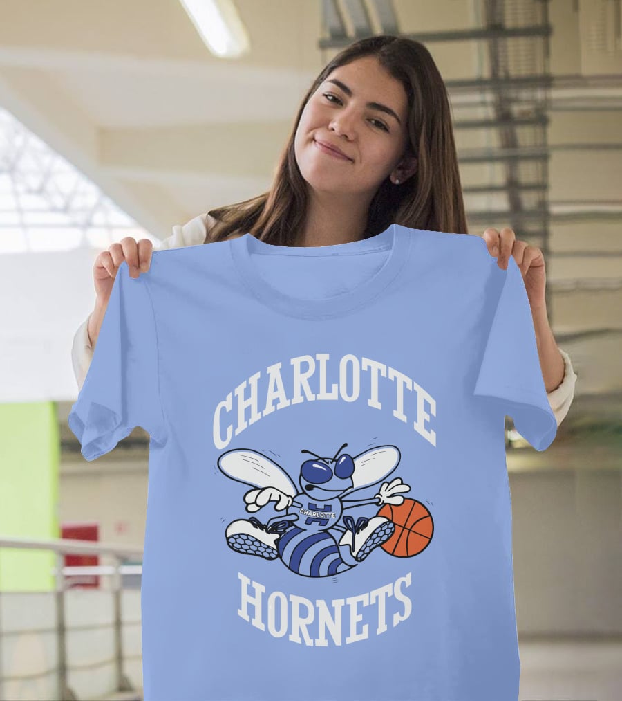 Charlotte Hornets Buzzing Basketball Mascot T-Shirt