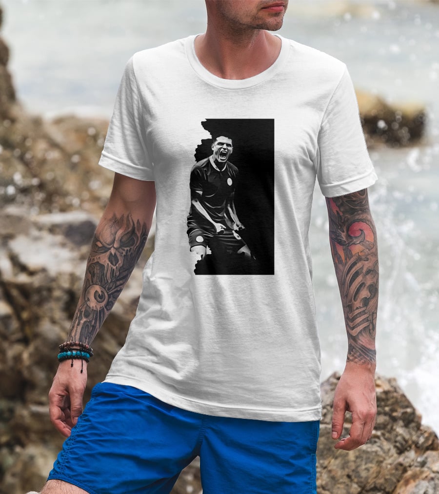 The Byline Show O Monstro Football Player Celebration Monochrome T-Shirt