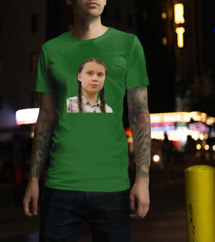 Greta’s Face Green Background T-Shirt