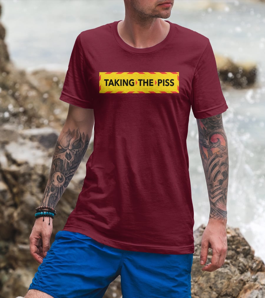 TAKING THE PISS Yellow Black Striped Warning Sign T-Shirt