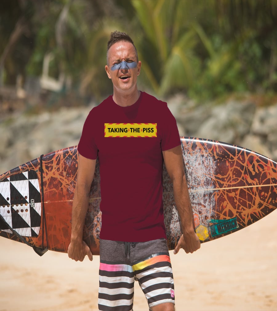 TAKING THE PISS Yellow Black Striped Warning Sign T-Shirt