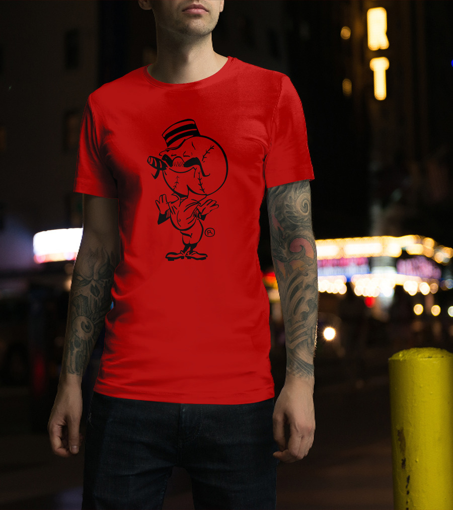 Cigar-Smoking Baseball Head Cartoon With Hat T-Shirt