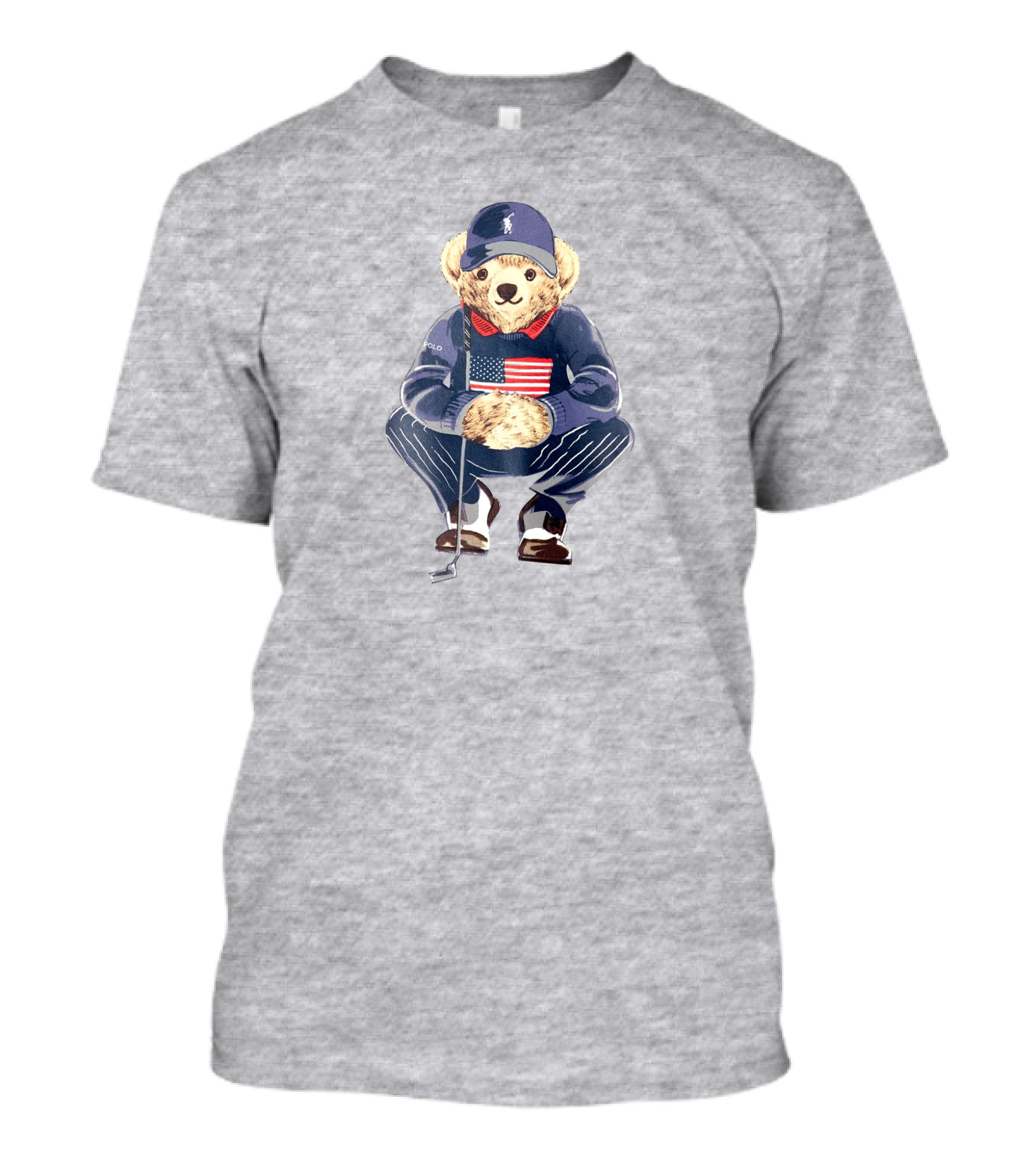 Justin Thomas Polo Golf Bear USA Flag T-Shirt