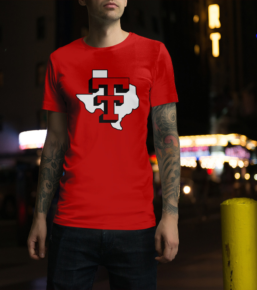 Texas Tech Red Raiders Double T Texas Outline T-Shirt