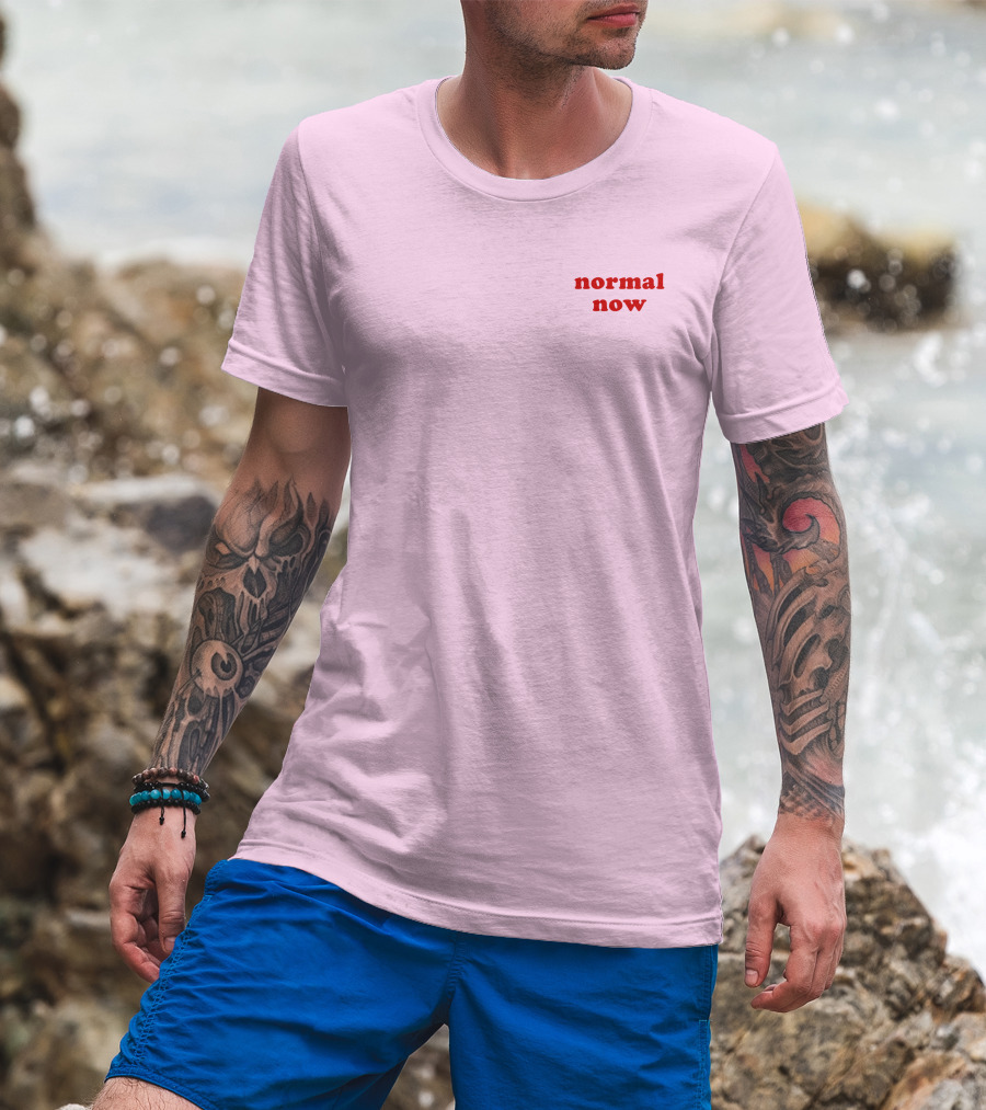 Normal Now Text Red On Light Pink T-Shirt