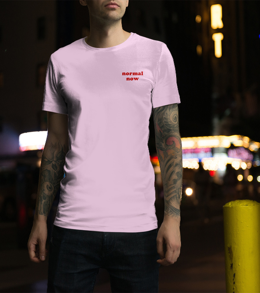 Normal Now Text Red On Light Pink T-Shirt