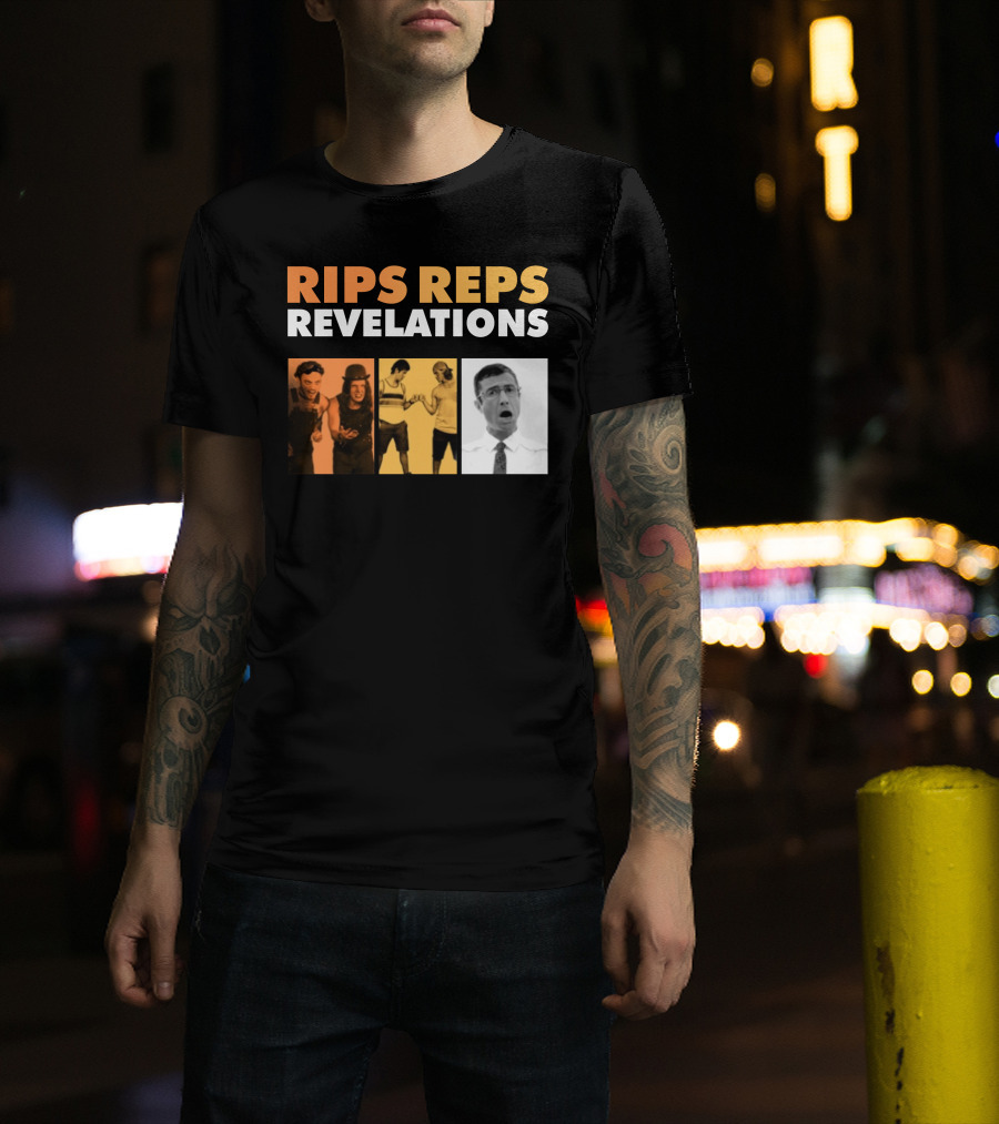Rips Reps Revelations Classic Comedy Flexing Surprised Expression T-Shirt