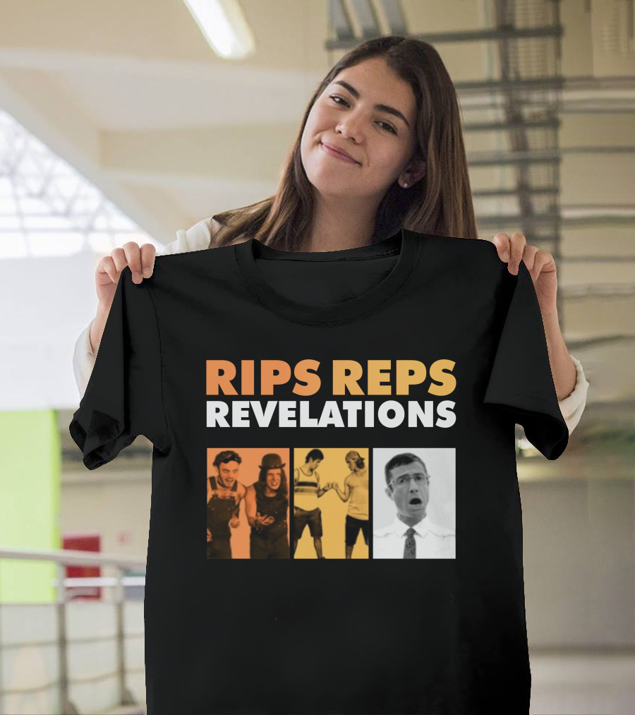 Rips Reps Revelations Classic Comedy Flexing Surprised Expression T-Shirt