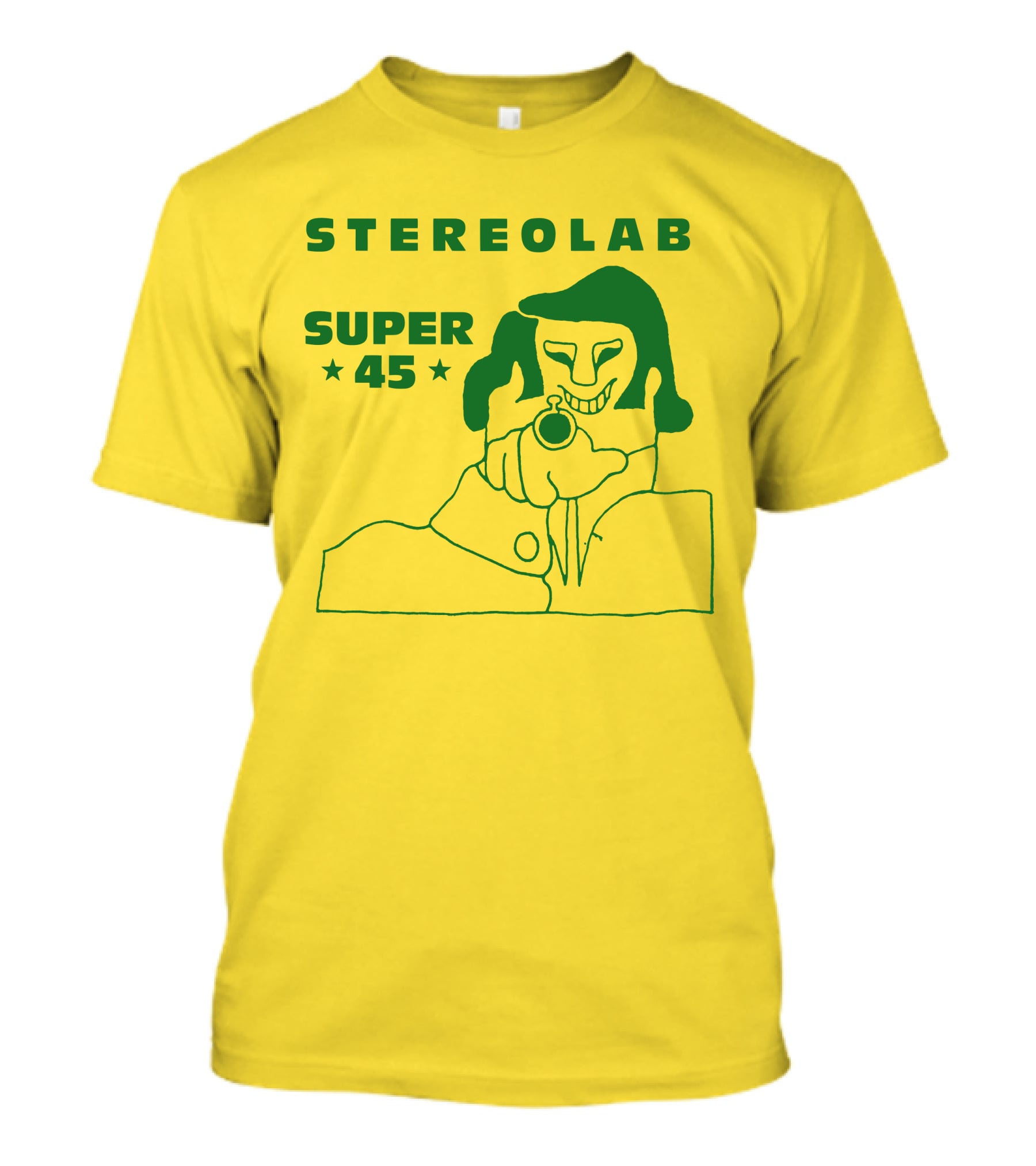 Stereolab Super 45 Abstract Green Figure With Stars T-Shirt