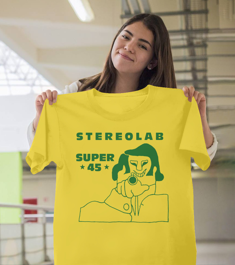Stereolab Super 45 Abstract Green Figure With Stars T-Shirt