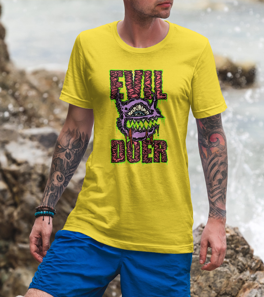 Evil Doer Monster Eye With Sharp Teeth And Horns T-Shirt