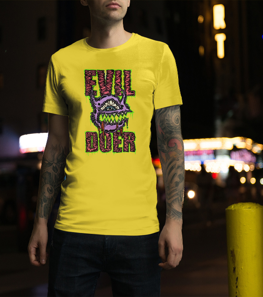 Evil Doer Monster Eye With Sharp Teeth And Horns T-Shirt