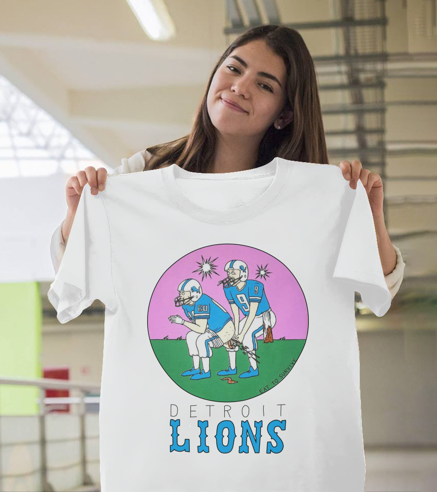 Eat To Survive Detroit Lions Football Comic Humorous T-Shirt
