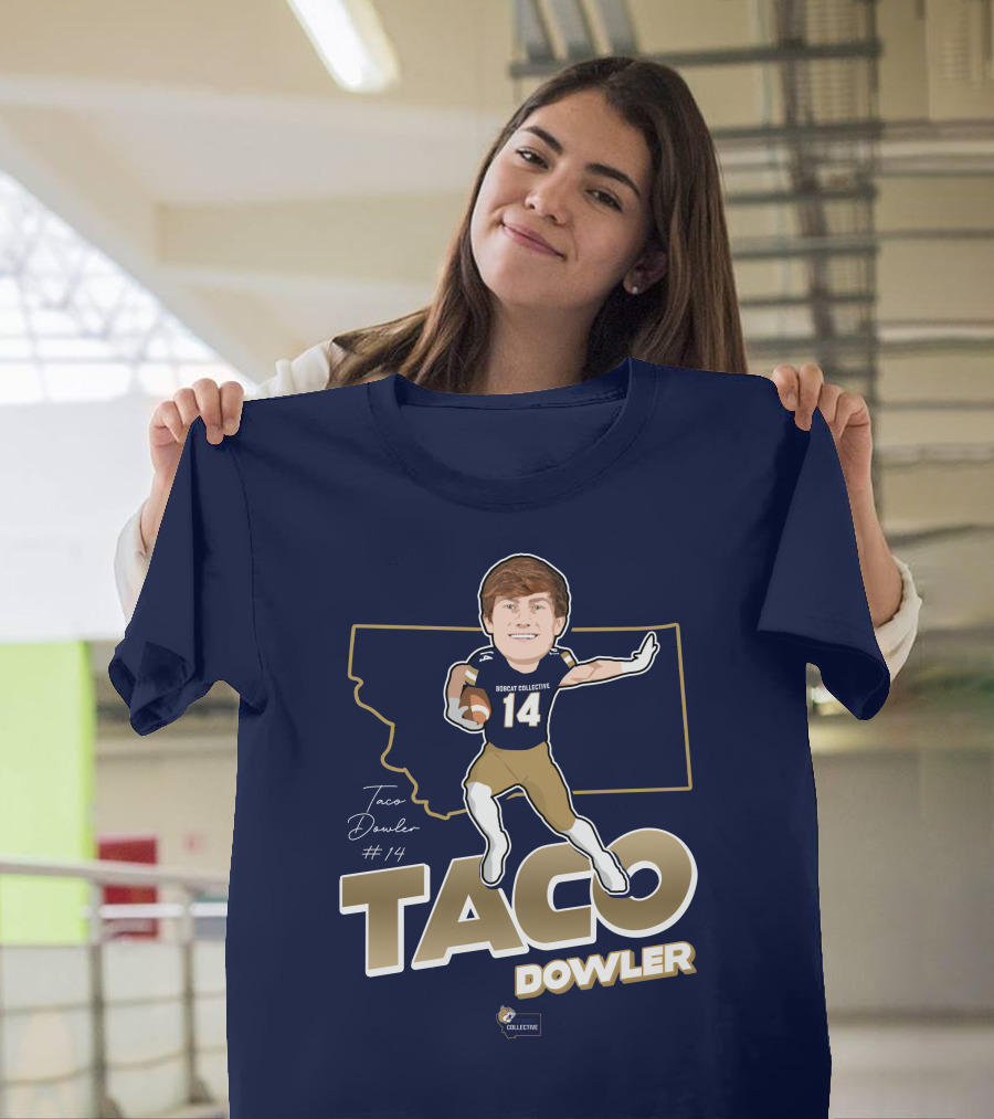 Bobcat Collective Taco Dowler #14 Montana Football T-Shirt