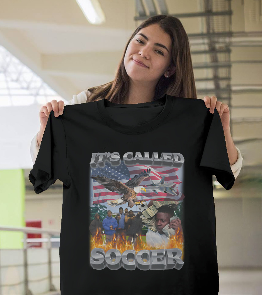 It's Called Soccer Swag Stimulus American Flag Eagle Money Flames T-Shirt