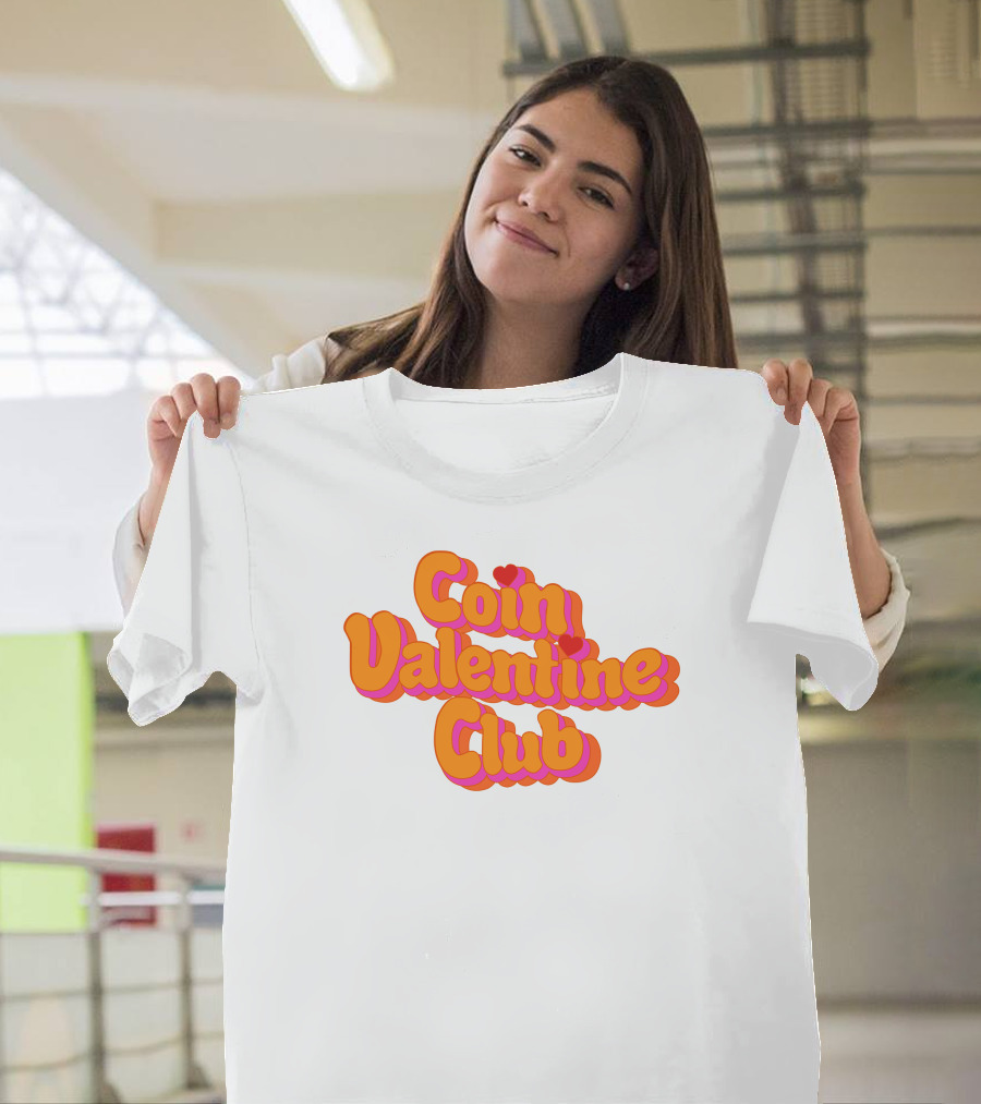 Coin Valentine Club Retro Style with Heart Accents T-Shirt