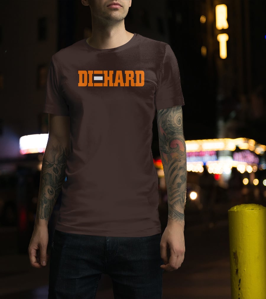 Yvette Diehard Equal Symbol Text In Bold Orange Font T-Shirt