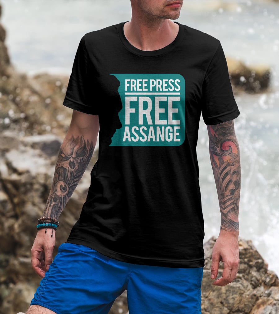 Free Press Free Assange Silhouette Campaign T-Shirt