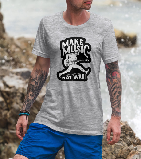 Matt Pinfield Make Music Not War Guitar Soldier Iconic Message T-Shirt