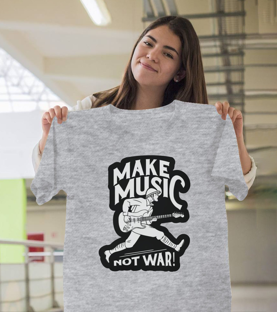 Matt Pinfield Make Music Not War Guitar Soldier Iconic Message T-Shirt