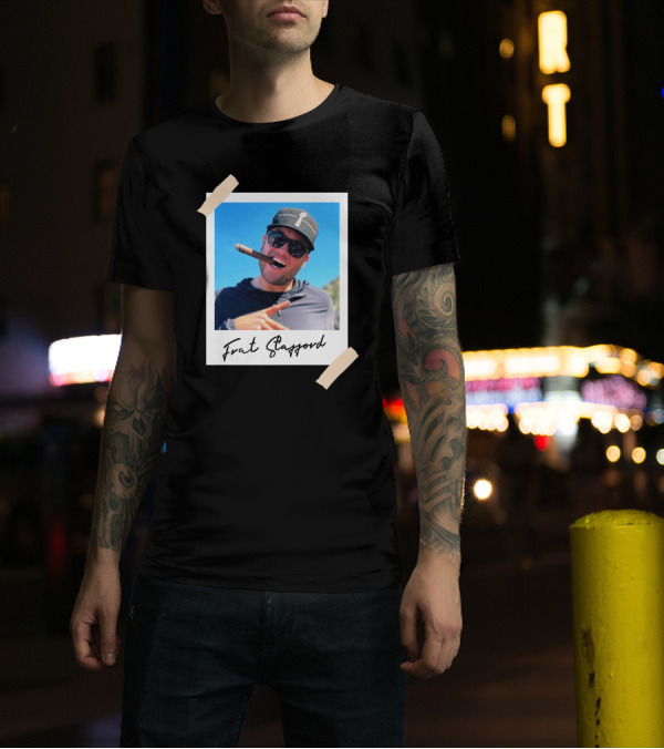 Frat Stafford Cigar Photo Wearing Hat T-Shirt