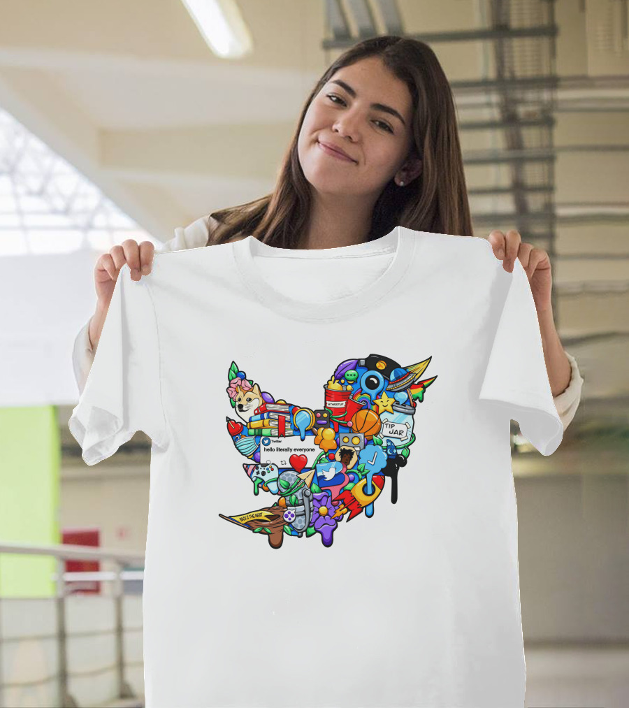 Tweetup Hello Literally Everyone Tip Jar Pop Culture Icons Mashup T-Shirt