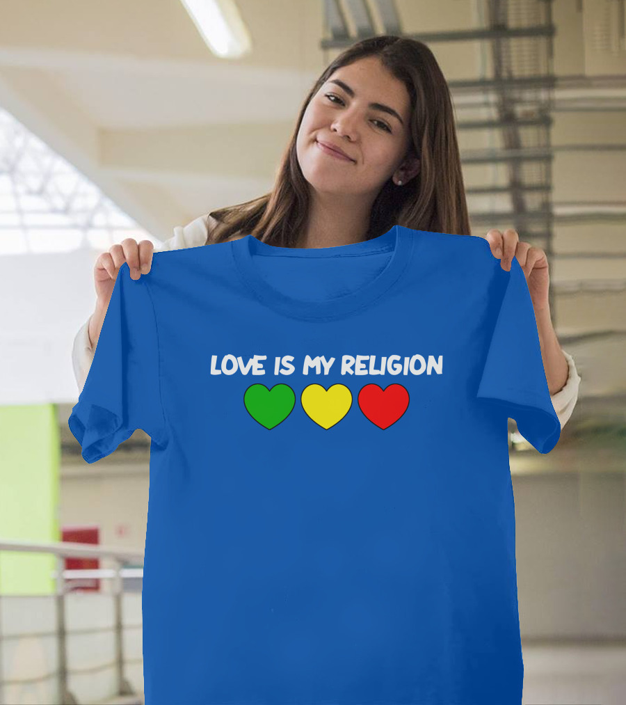 Ziggy Marley Love Is My Religion Green Yellow Red Hearts T-Shirt