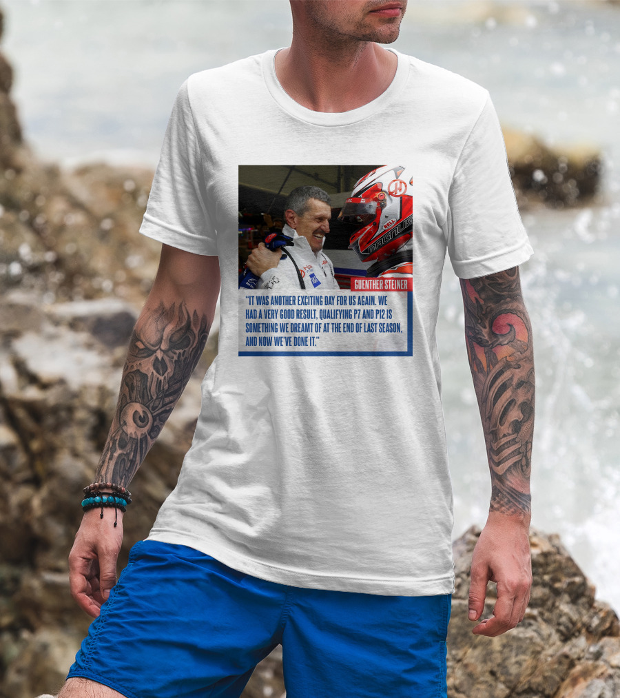 Guenther Steiner Haas F1 Bahrain GP Qualifying P7 P12 Achievement T-Shirt