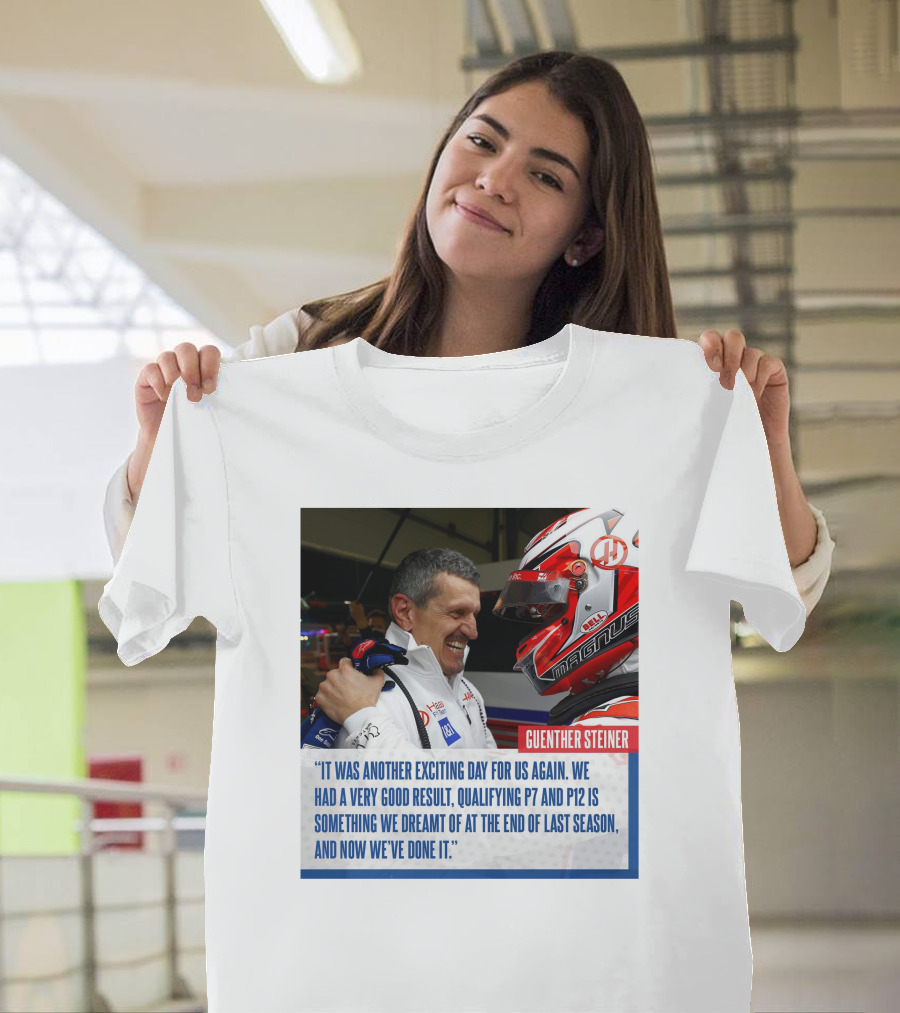 Guenther Steiner Haas F1 Bahrain GP Qualifying P7 P12 Achievement T-Shirt